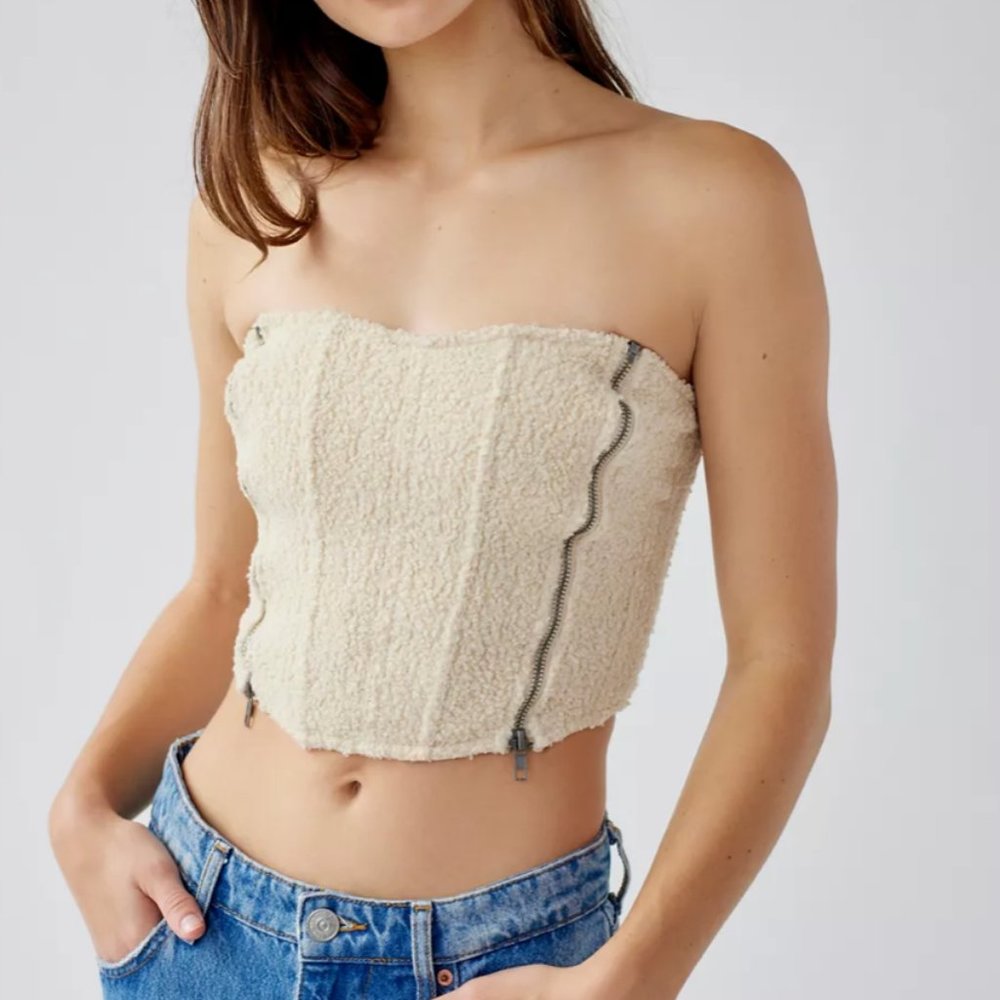 ⭐️ Out From Under Sherpa Double Zip Boho Peasant Hipster Modern Party Blouse Top